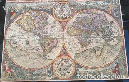 Zeitgen&ouml;ssische Karten: antiguo mapamundi lamina 52 x 37cm