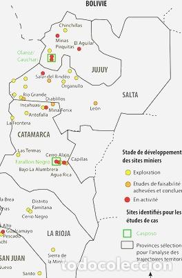 Zeitgen&ouml;ssische Karten: lamina mapa yacimientos mineros noroeste argentino 90x100 cm