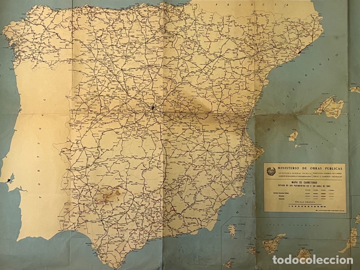 Zeitgen&ouml;ssische Karten: ESPA&Ntilde;A. Ministerio de Obras P&uacute;blicas. Mapa de Carreteras. Estado de los Pavimentos (a.1961)