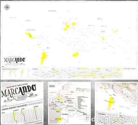 Mapas contempor&acirc;neos: mapa mundi viajeros resaltador poster viajes planisferio