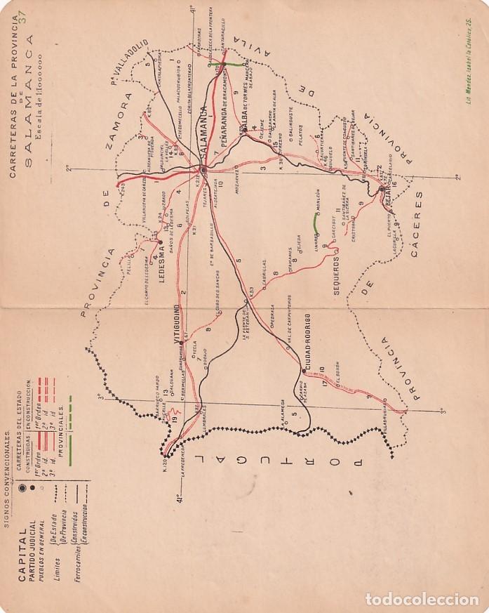 Mapas contempor&acirc;neos: Mapa a&ntilde;o 1907 Carretera de la Provincia de Salamanca 22 x 18 cm