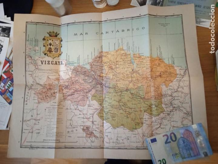 Mapas contempor&aacute;neos: Vizcaya. Antiguo mapa de tela