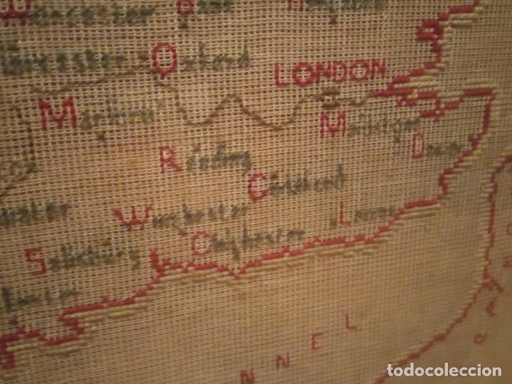 Mapas contempor&aacute;neos: Antiguo MAPA ISLAS BRITANICAS bordado - Foto 3