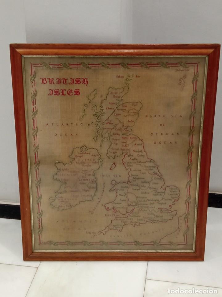 Mapas contempor&aacute;neos: Antiguo MAPA ISLAS BRITANICAS bordado - Foto 15