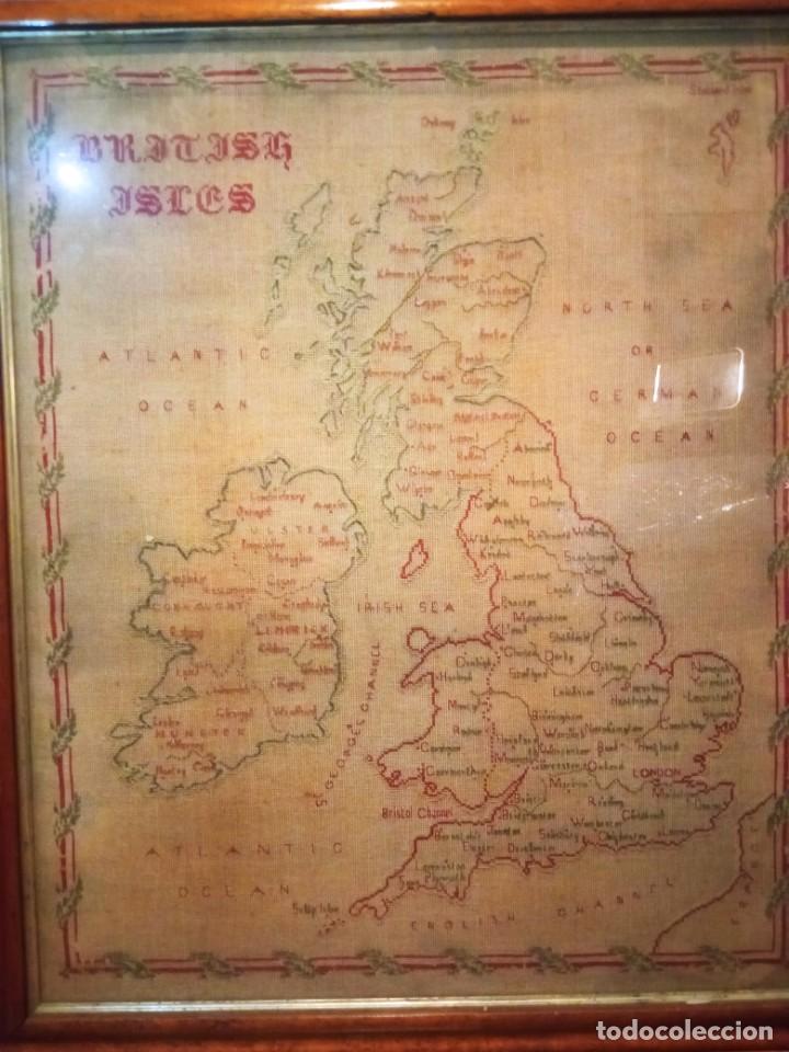 Mapas contempor&aacute;neos: Antiguo MAPA ISLAS BRITANICAS bordado - Foto 23