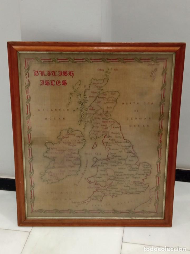 Mapas contempor&aacute;neos: Antiguo MAPA ISLAS BRITANICAS bordado - Foto 39