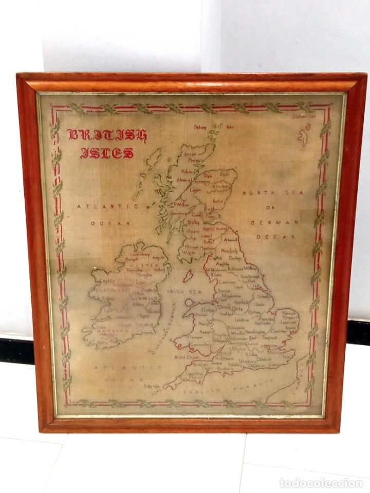 Mapas contempor&aacute;neos: Antiguo MAPA ISLAS BRITANICAS bordado - Foto 48