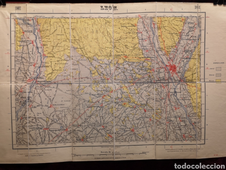 Mapas contempor&acirc;neos: MAPA GEOL&Oacute;GICO - LE&Oacute;N - A&Ntilde;O 1930 - No 32 - MAPA 48.50 X 76 CM - 14 X 25 CM