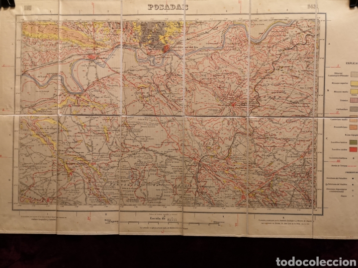 Mapas contempor&acirc;neos: MAPA GEOL&Oacute;GICO - PISADAS - C&Oacute;RDOBA - No 29 - A&Ntilde;O 1930 - 48.50 X 76 CM - 14 X 25 CM