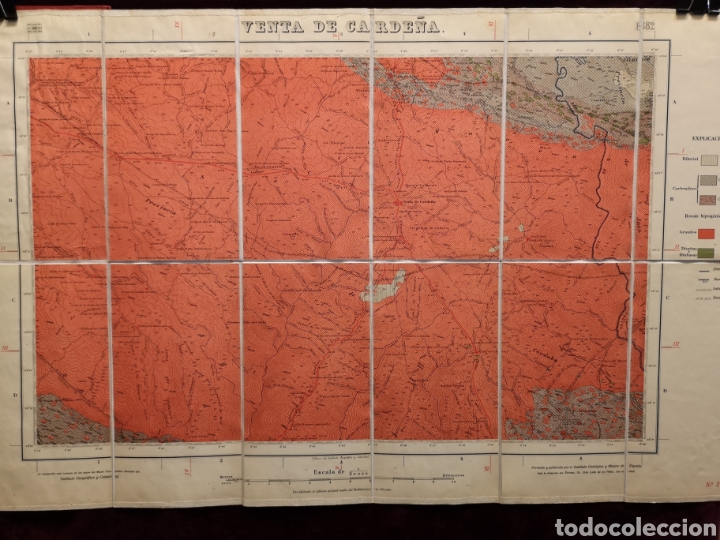 Mapas contempor&acirc;neos: MAPA GEOL&Oacute;GICO - VENTA DE CARDE&Ntilde;A - C&Oacute;RDOBA - No 21 - A&Ntilde;O 1928 - MAPA 48.50 X 76 CM - 14 X 25 CM