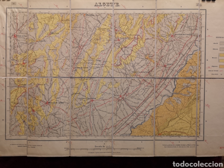 Mapas contempor&acirc;neos: MAPA GEOL&Oacute;GICO - ALGETE - MADRID - A&Ntilde;O 1928 - No17 - MAPA 48.50 X 76 CM - 14 X 25 CM