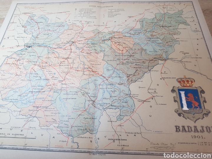 Mapas contempor&aacute;neos: MAPA DE BADAJOZ A&Ntilde;O 1901 45 X 36 CMS. - Foto 1