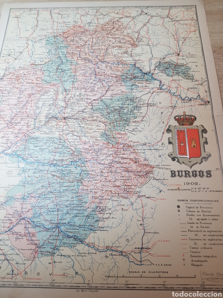 Mapas contempor&aacute;neos: MAPA DE BURGOS A&Ntilde;O 1902 35 X 46 CMS - Foto 1