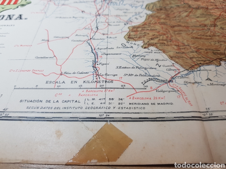 Mapas contempor&aacute;neos: MAPA DE GERONA A&Ntilde;O 1915 50 X 37 CMS. - Foto 2
