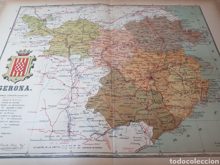 Mapas contempor&aacute;neos: MAPA DE GERONA A&Ntilde;O 1915 50 X 37 CMS - Foto 1