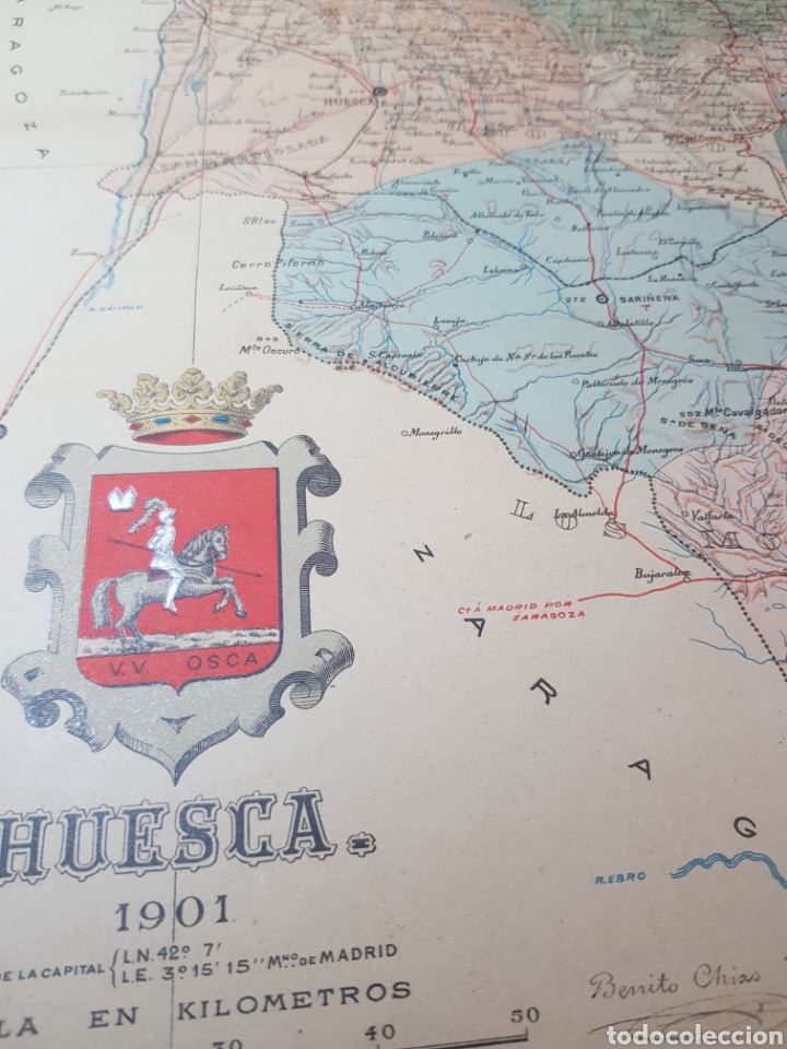 Mapas contempor&aacute;neos: MAPA DE HUESCA A&Ntilde;O 1901 36 X 46 - Foto 2