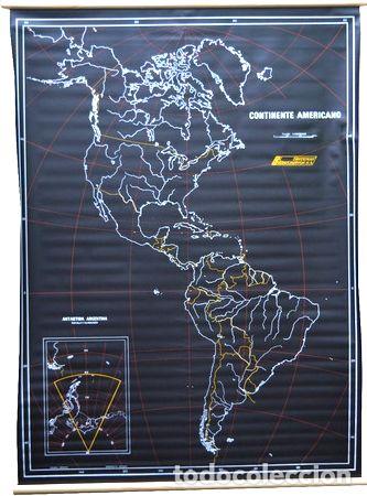 Mapas contempor&aacute;neos: mapa mural continente americano pizarra negro para tiza
