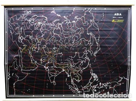 Mapas contempor&aacute;neos: mapa mural asia pizarra negro para tiza