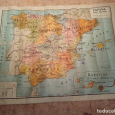 Mapas contemporáneos: IMPRESIONANTE Y GRAN MAPA POLÍTICO Y DE COMUNICACIONES DE ESPAÑA CASA HERNANDO 120X90 CMS. COLEGIO. Lote 332360753