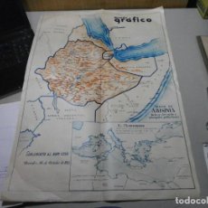 Mapas contemporáneos: MAPA DE ABISINIA AÑO 1935 MUNDO GRAFICO MARCADAS BASES NAVALES Y RUTAS DE BARCOS DE GUERRA