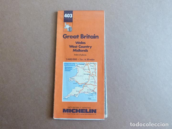 Mappe contemporanee: Mapa plano de Gran Breta&ntilde;a Gales Oeste del pais y Region central Michelin n&ordm; 403 1:400000 131 X 100