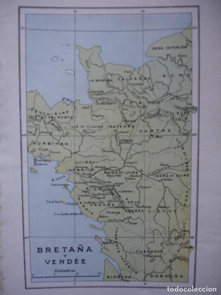 Mapas contempor&aacute;neos: BRETA&Ntilde;A Y VENDEE .MAPA .18X11. C 1900 - Foto 1