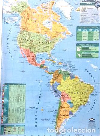 Mappe contemporanee: mapa america bifaz varillado fisico politico 130x095m