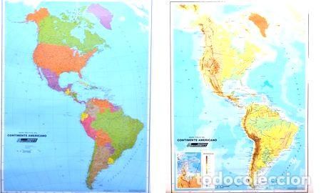 Mappe contemporanee: mapa mural continente americano doble faz