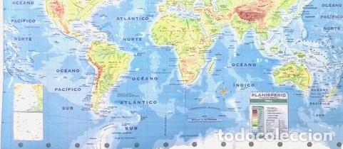 Contemporary maps: mapa planisferio fisicopolitico 130x95m mundo cartografico