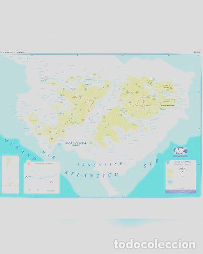 Mapas contempor&acirc;neos: mapa islas malvinas fisicopolitico plastificado 70x100cm