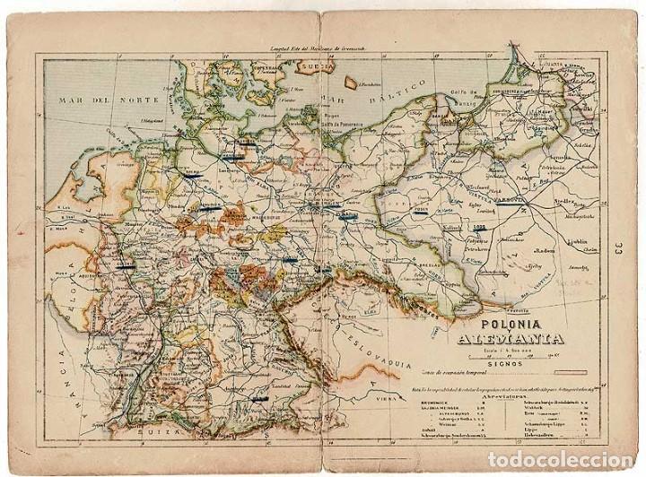 Mapas contempor&acirc;neos: Mapa antiguo de Polonia, Alemania, Hungr&iacute;a, Yugoslavia, Ruman&iacute;a y otros. Dibujo M. Molina