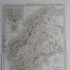 Mapas contemporáneos: ANTIGUO MAPA / SUÈDE, NORWÈGE ET DANEMARK PAR TH. DUVOTENAU, GÉOGRAPHE. Lote 342288758