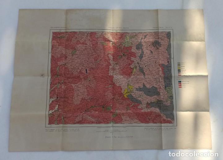 Mapas contempor&acirc;neos: IMPRESIONANTE MAPA CON TODO SU COLORIDO DE &Eacute;POCA. Hacia 1900. IMPECABLE CONSERVACI&Oacute;N. Geol&oacute;gico-mine