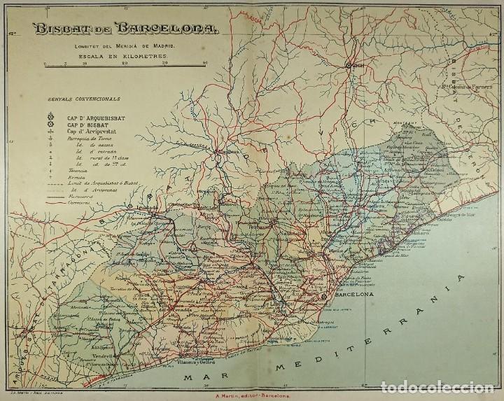 Mapas contempor&aacute;neos: 1910 MAPA OBISPADO BISBAT DE BARCELONA - Foto 2