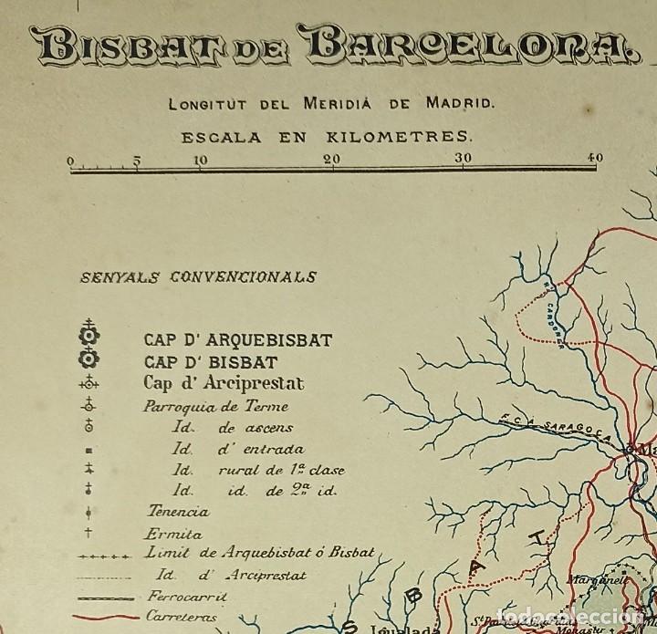 Mapas contempor&aacute;neos: 1910 MAPA OBISPADO BISBAT DE BARCELONA - Foto 3