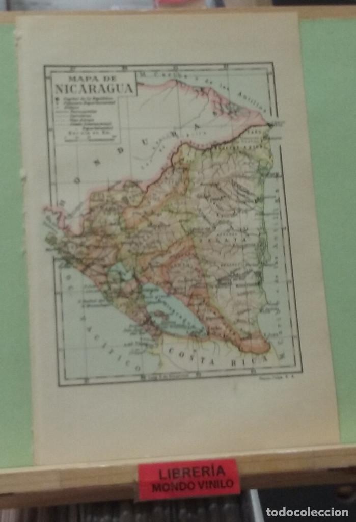 Mapas contempor&acirc;neos: L&aacute;mina. Mapa de Nicaragua, escala gr&aacute;fica, 24x16 cm