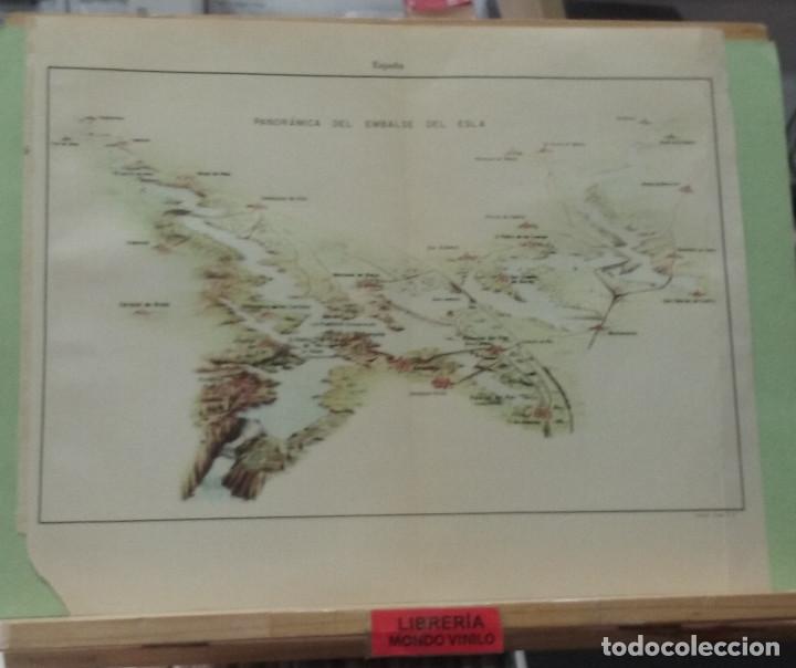 Mapas contempor&acirc;neos: L&aacute;mina. Mapa, panor&aacute;mica del embalse del Esla, 24x30 cm