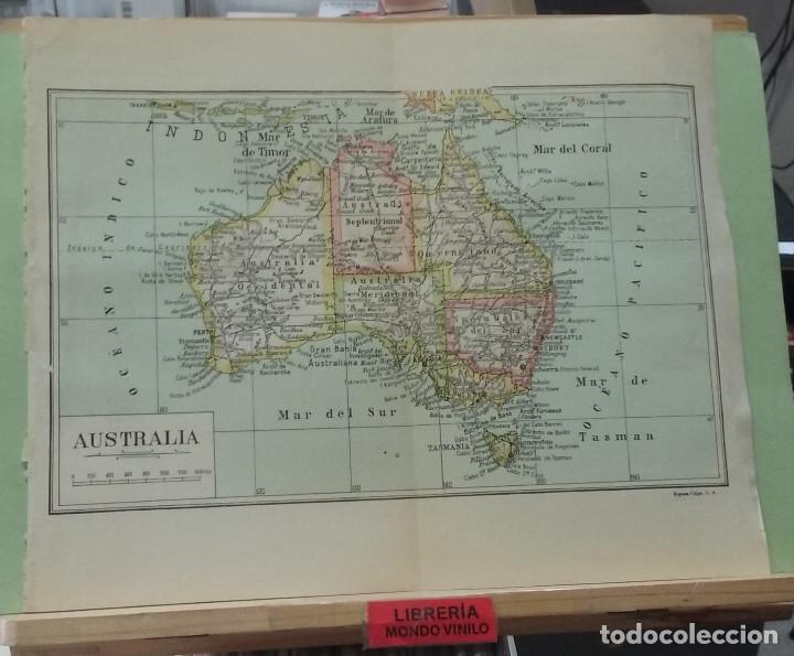 Mapas contempor&acirc;neos: L&aacute;mina. Mapa de Australia, escala gr&aacute;fica, 24x30 cm
