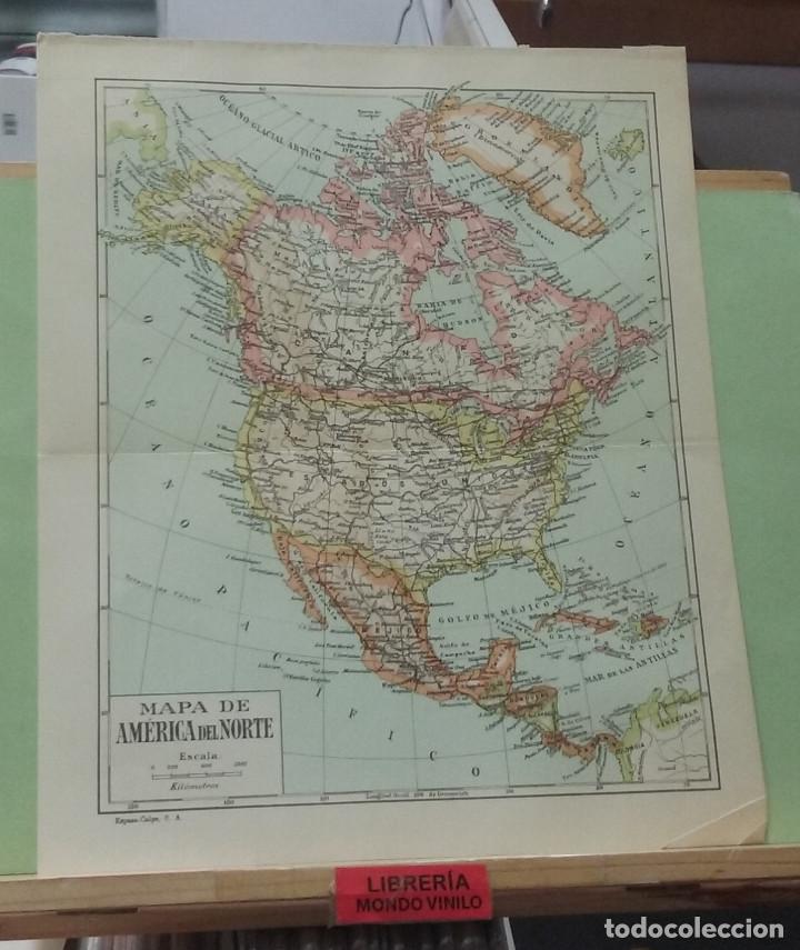 Mapas contempor&acirc;neos: L&aacute;mina. Mapa de Am&eacute;rica del Norte, escala gr&aacute;fica, 30x24 cm