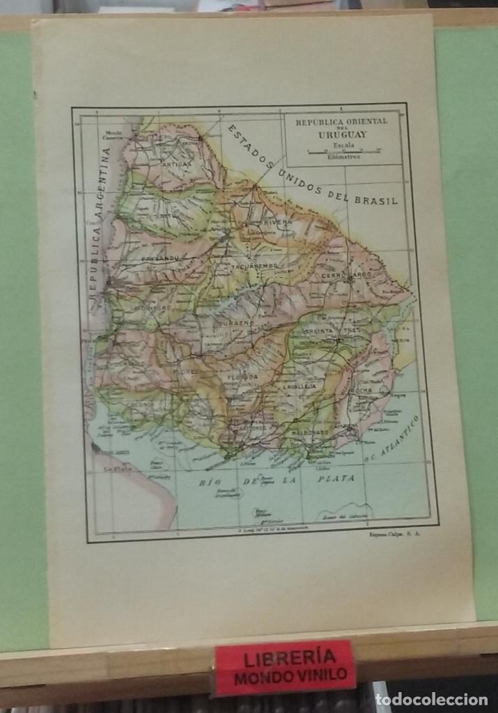 Mapas contempor&acirc;neos: L&aacute;mina. Mapa de Republica Oriental del Uruguay, escala gr&aacute;fica, 24x16 cm