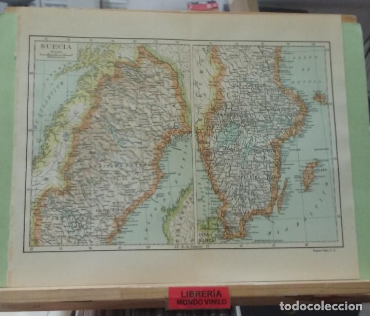 Mapas contempor&acirc;neos: L&aacute;mina. Mapa de Suecia, escala gr&aacute;fica, 24x29 cm