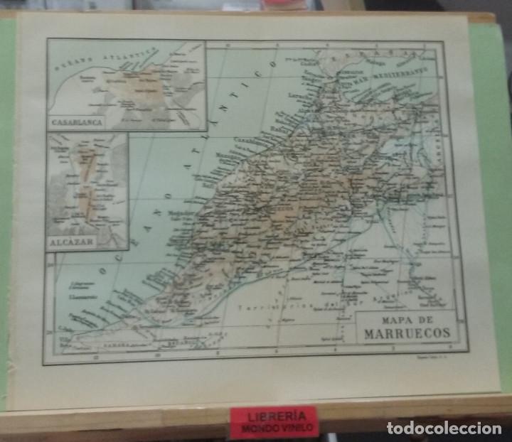 Mapas contempor&acirc;neos: L&aacute;mina. Mapa de Marruecos, escala gr&aacute;fica, 24x30 cm