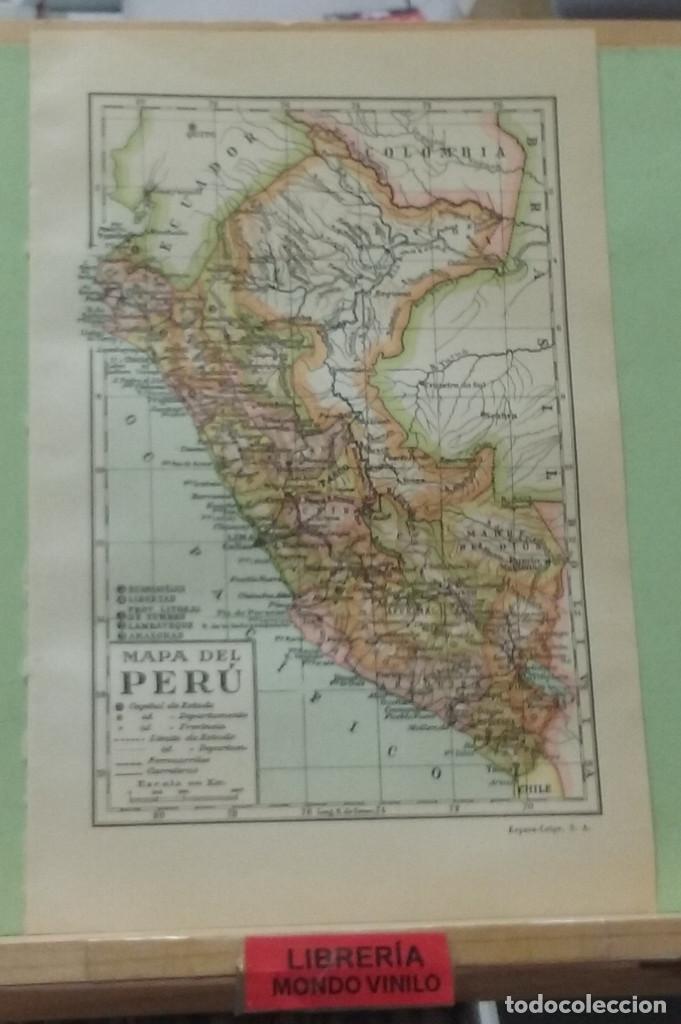 Mapas contempor&acirc;neos: L&aacute;mina. Mapa del Per&uacute;, escala gr&aacute;fica, 24x16 cm