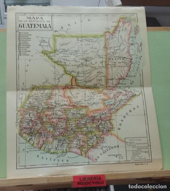 Mapas contempor&acirc;neos: L&aacute;mina. Mapa de la Rep&uacute;blica de Guatemala, escala gr&aacute;fica, 29x24 cm