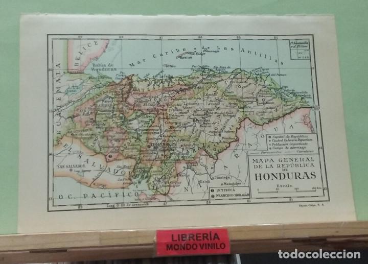 Mapas contempor&acirc;neos: L&aacute;mina. Mapa general de la Rep&uacute;blica de Honduras, escala gr&aacute;fica, 16x24 cm