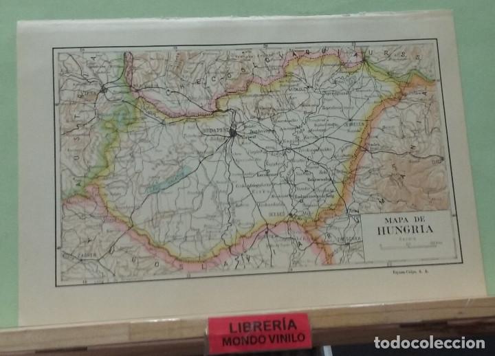Mapas contempor&acirc;neos: L&aacute;mina. Mapa de Hungria, escala gr&aacute;fica, 16x24 cm