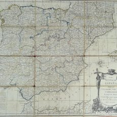 Mapas contemporâneos: MAPA GENERAL DE ESPAÑA. GRABADO SOBRE PAPEL. ADHERIDO A TELA. TOMAS LOPEZ. 1795.. Lote 349993294