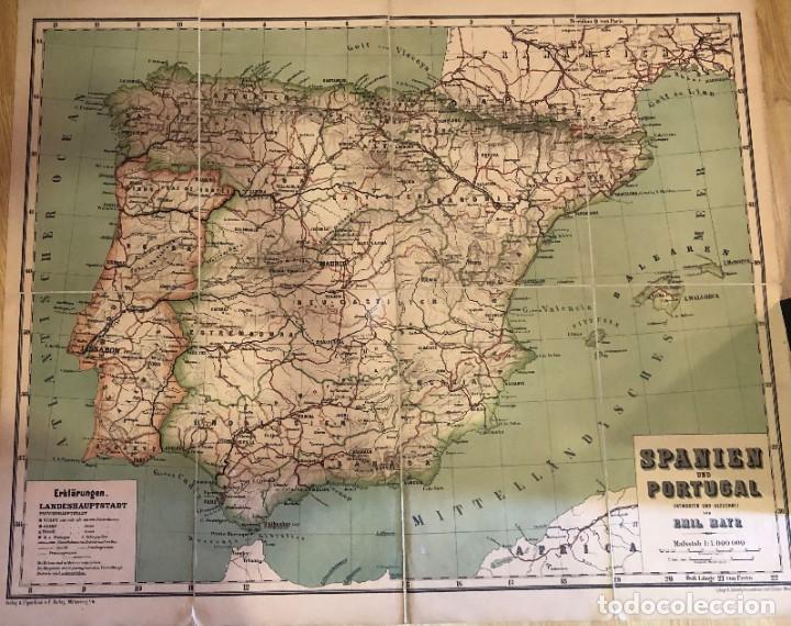 Mapas contempor&acirc;neos: MAPA DE ESPA&Ntilde;A Y POORTUGAL EN ALEMAN 1920