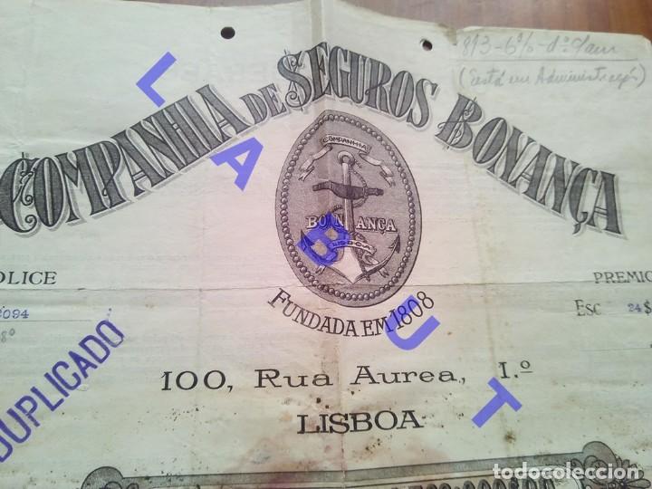 Contemporary maps: 1936 COMPANHIA SEGUROS BONAN&Ccedil;A POLIZA 43CM C13
