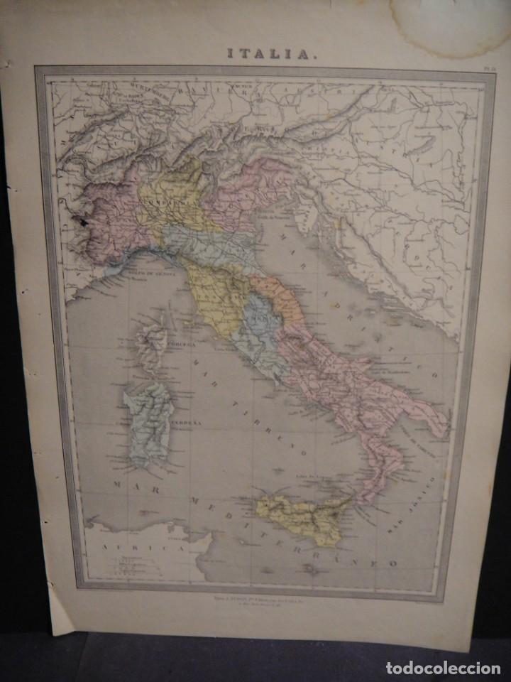 Mapas contempor&acirc;neos: italia - mapa dufour - l. turgis editor - grabado por delamare
